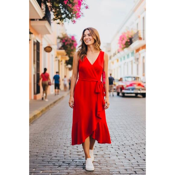 Calvin Klein Women's Red Dress Size 8 NWT - Picture 5 of 16